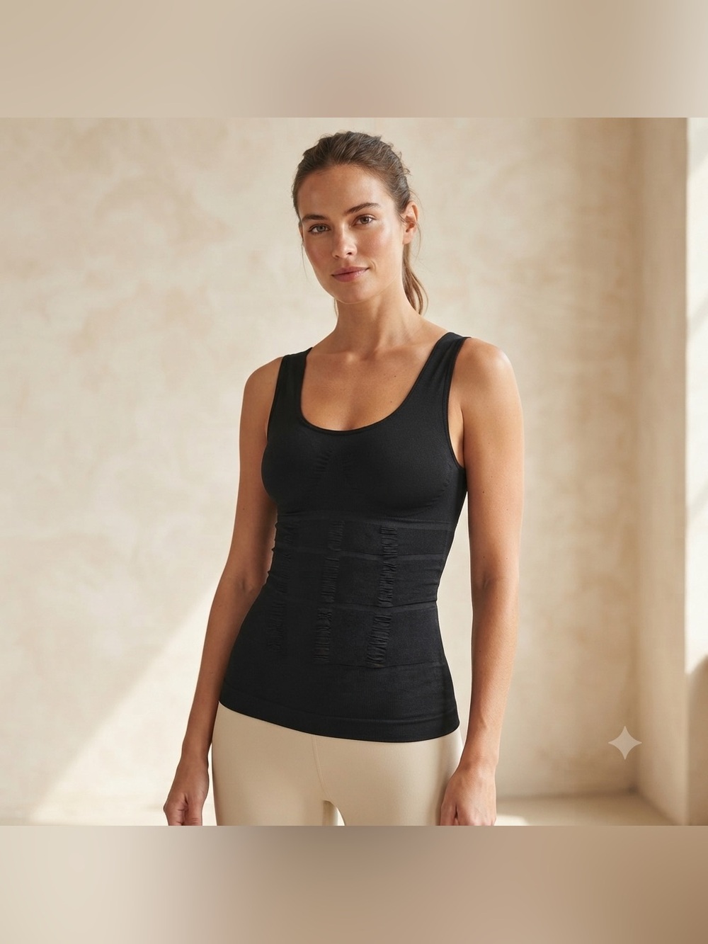 Black Seamless Shapewear Tank Top Slimming Compression Cami Size Small